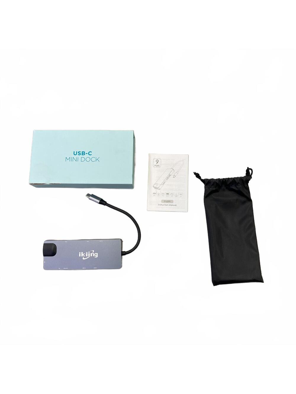 ikling USB-C Mini Dock 9 Port Multiport Adapter